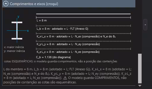 Comprimentos de flambagem por eixo