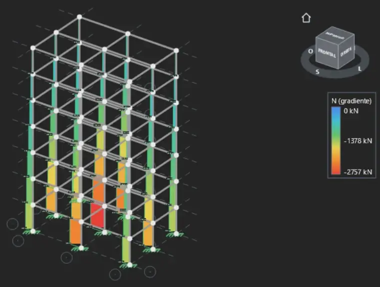 Pórtico espacial 3D no FE.FEM — imagem 1